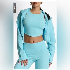 Naked Wardrobe Light Blue Crop Top and Pant Set